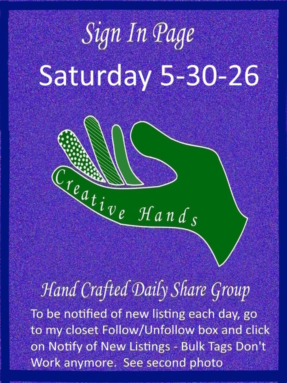 Saturday 5-30-2026 Hand Crafted Handmade Share Group Part One - Sign In